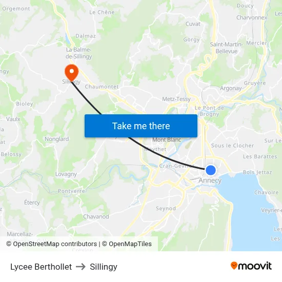 Lycee Berthollet to Sillingy map
