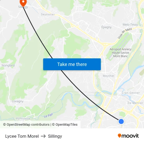Lycee Tom Morel to Sillingy map