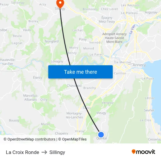 La Croix Ronde to Sillingy map