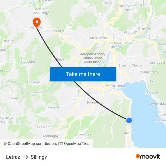 Letraz to Sillingy map
