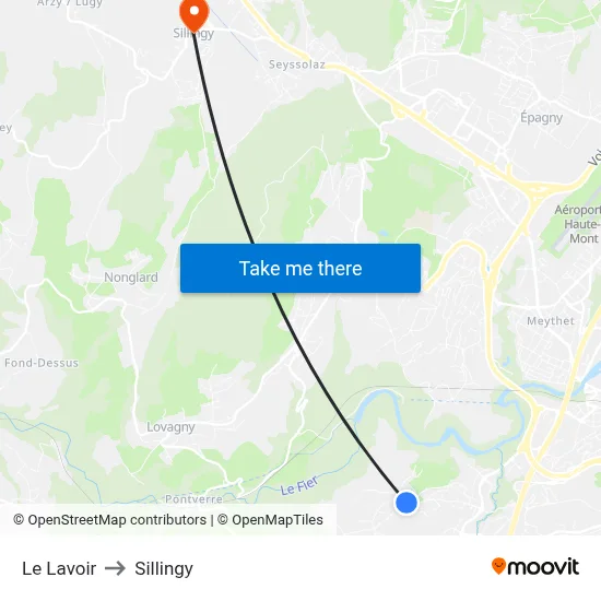 Le Lavoir to Sillingy map