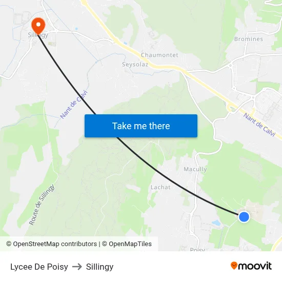 Lycee De Poisy to Sillingy map
