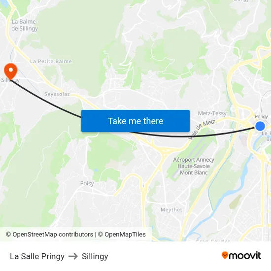 La Salle Pringy to Sillingy map