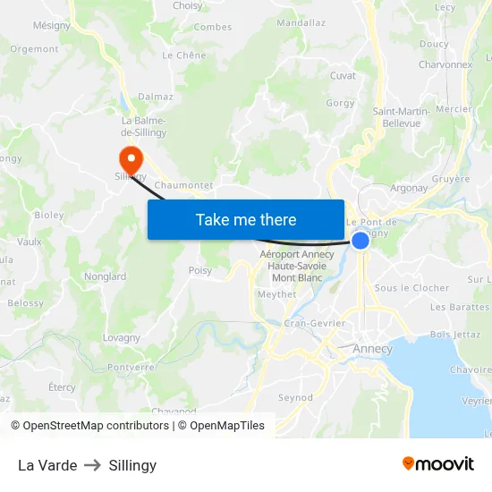 La Varde to Sillingy map