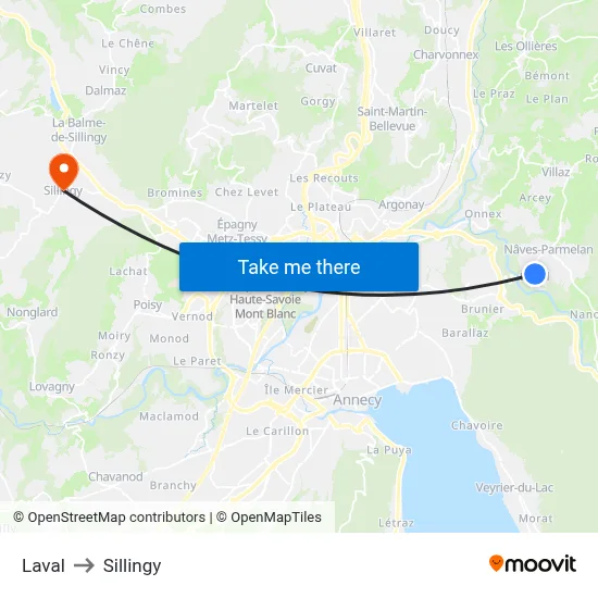 Laval to Sillingy map