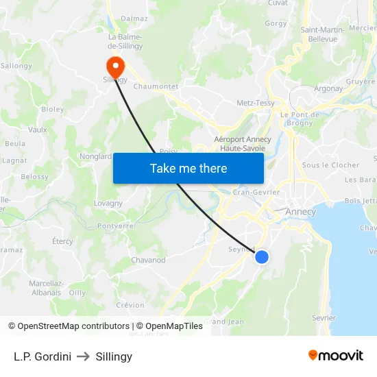 L.P. Gordini to Sillingy map