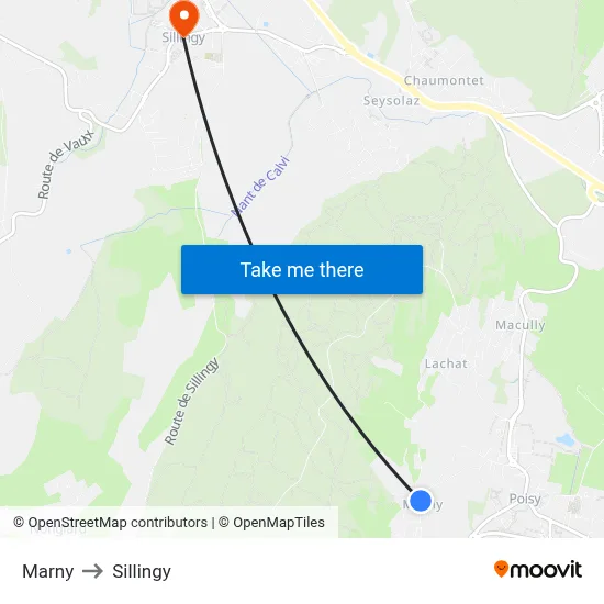 Marny to Sillingy map