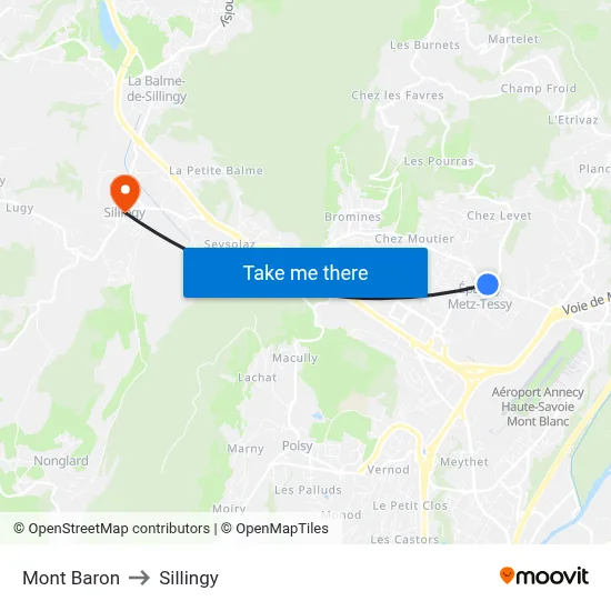 Mont Baron to Sillingy map