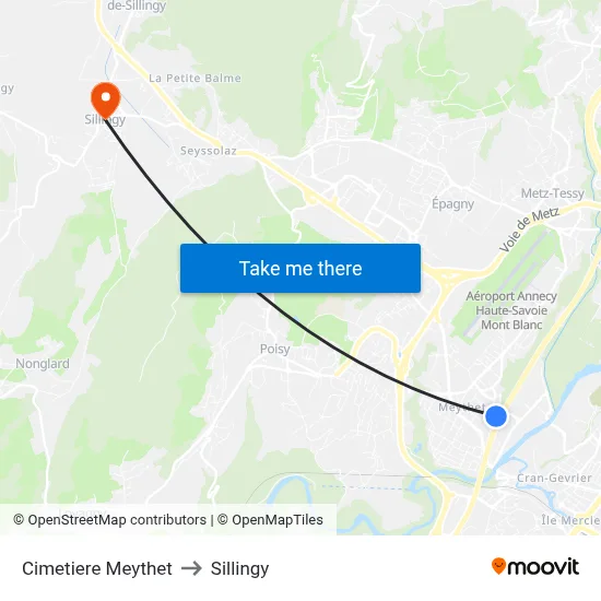 Cimetiere Meythet to Sillingy map