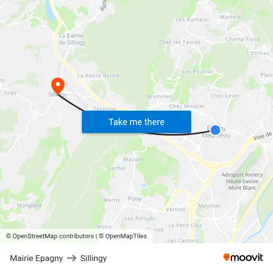 Mairie Epagny to Sillingy map