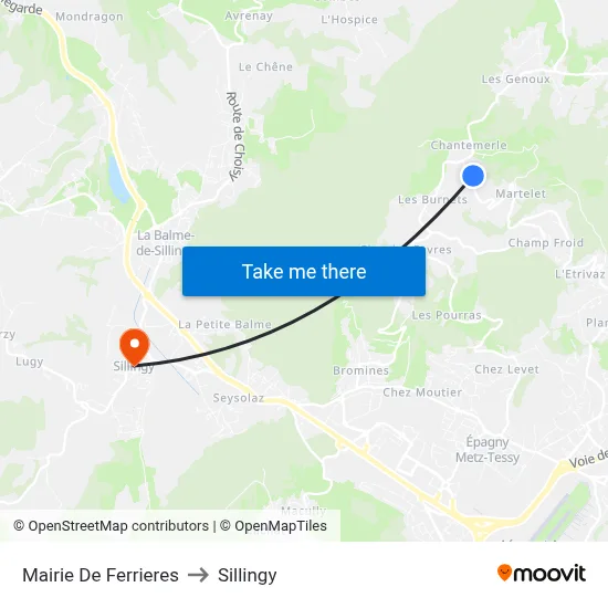 Mairie De Ferrieres to Sillingy map