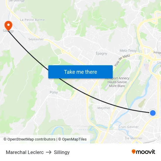 Marechal Leclerc to Sillingy map