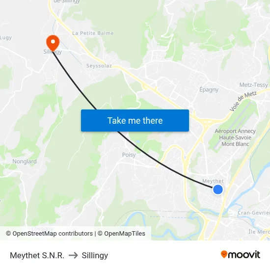 Meythet S.N.R. to Sillingy map