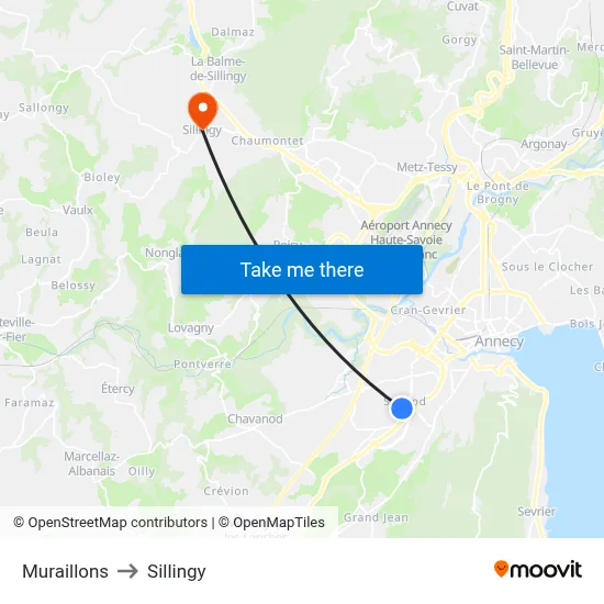 Muraillons to Sillingy map