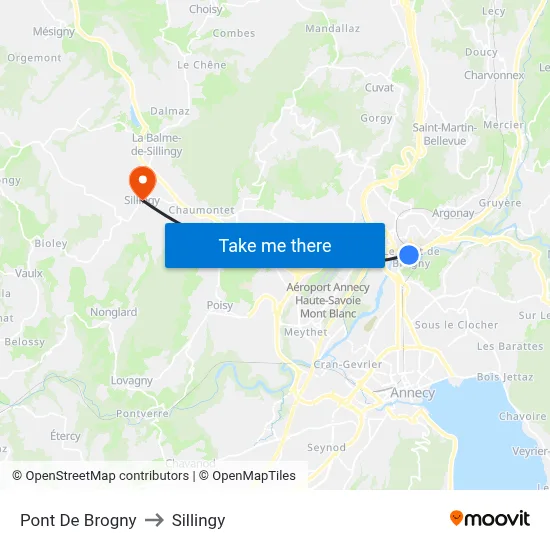 Pont De Brogny to Sillingy map