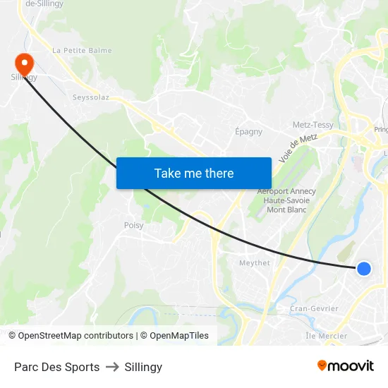 Parc Des Sports to Sillingy map