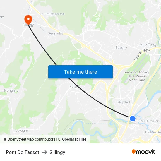 Pont De Tasset to Sillingy map