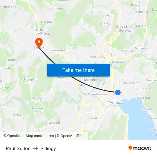 Paul Guiton to Sillingy map