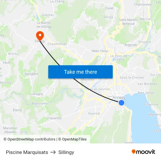 Piscine Marquisats to Sillingy map