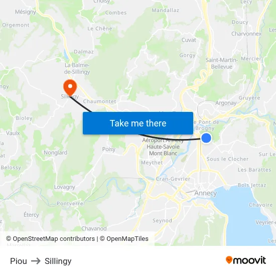 Piou to Sillingy map