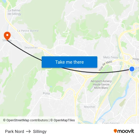Park Nord to Sillingy map