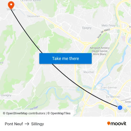 Pont Neuf to Sillingy map