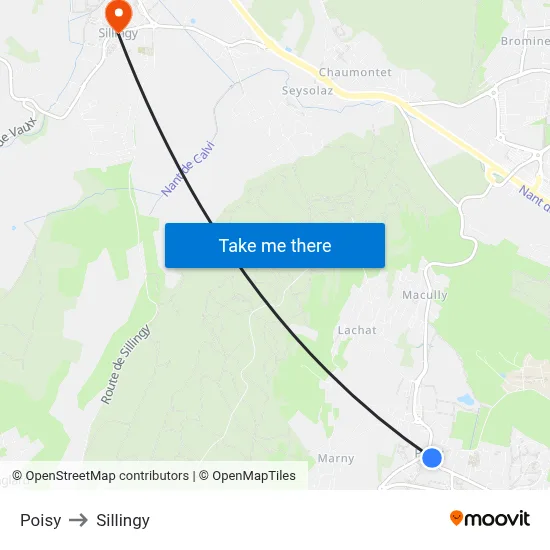 Poisy to Sillingy map