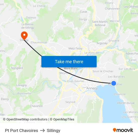 Pt Port Chavoires to Sillingy map
