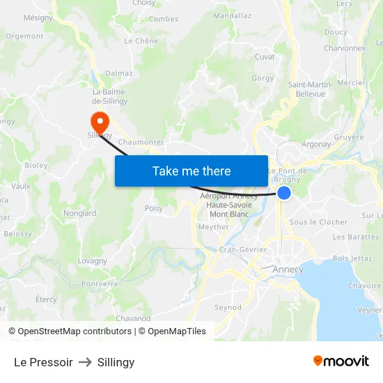 Le Pressoir to Sillingy map