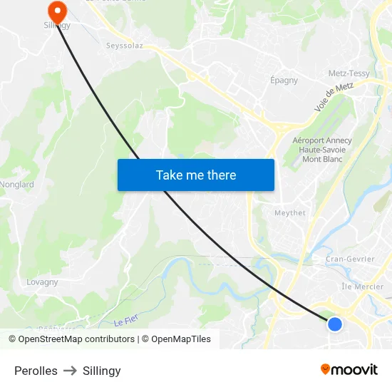 Perolles to Sillingy map