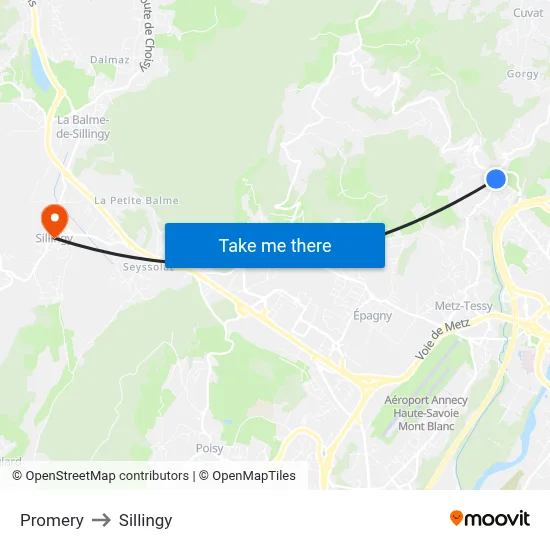 Promery to Sillingy map