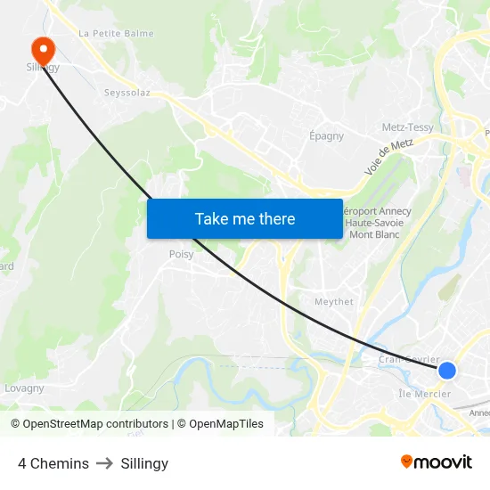 4 Chemins to Sillingy map