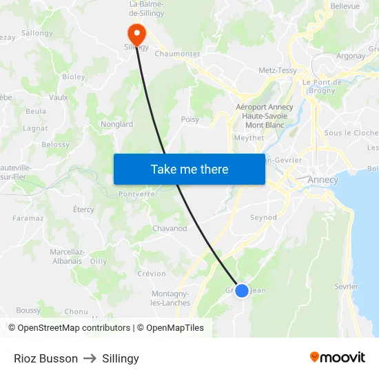 Rioz Busson to Sillingy map