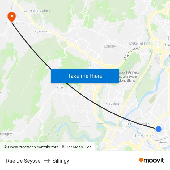 Rue De Seyssel to Sillingy map