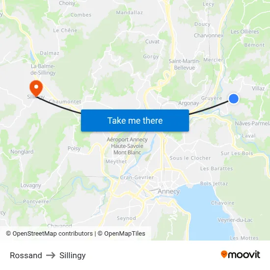 Rossand to Sillingy map