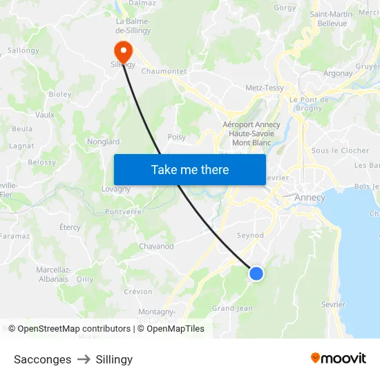 Sacconges to Sillingy map