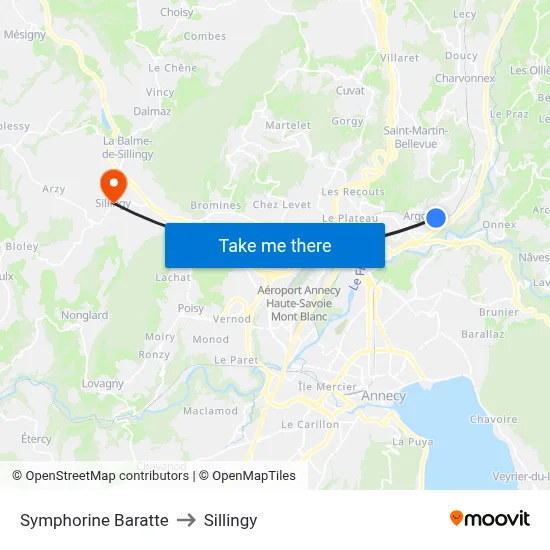 Symphorine Baratte to Sillingy map