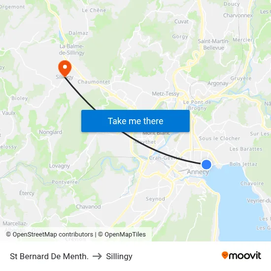 St Bernard De Menth. to Sillingy map