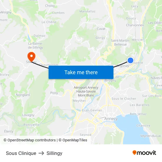 Sous Clinique to Sillingy map