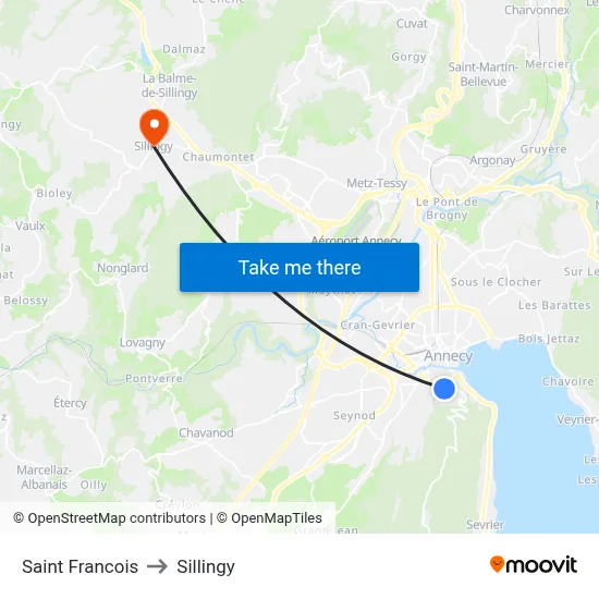 Saint Francois to Sillingy map