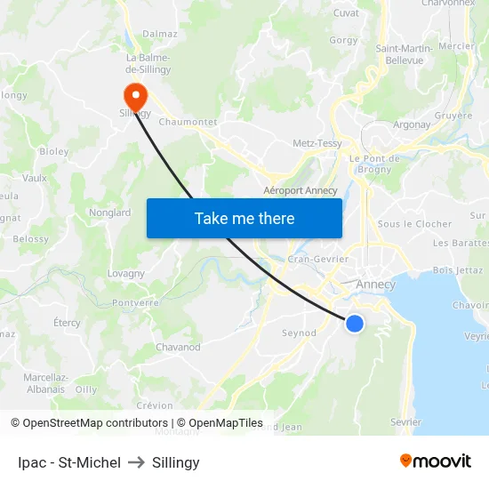 Ipac - St-Michel to Sillingy map