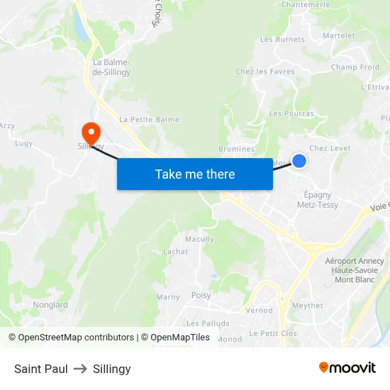 Saint Paul to Sillingy map