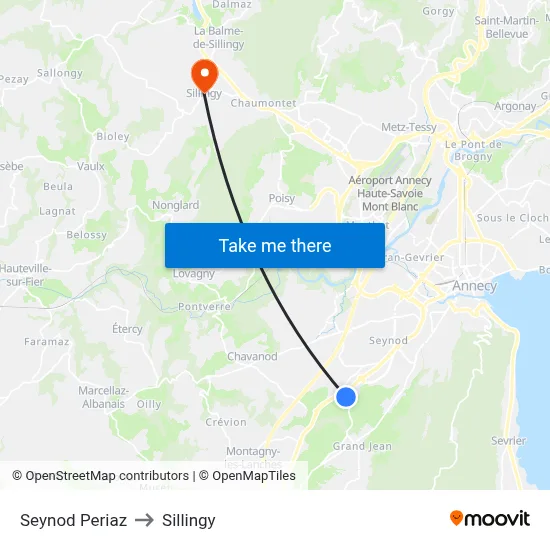 Seynod Periaz to Sillingy map