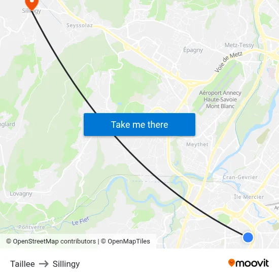 Taillee to Sillingy map