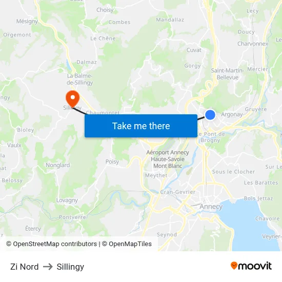 Zi Nord to Sillingy map
