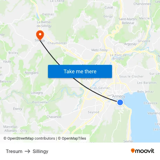 Tresum to Sillingy map