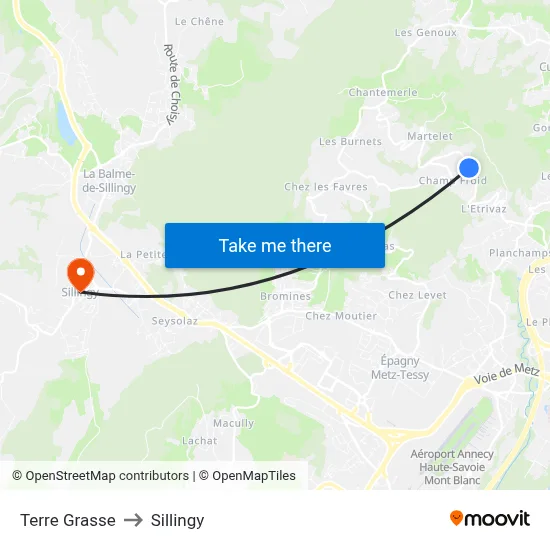 Terre Grasse to Sillingy map