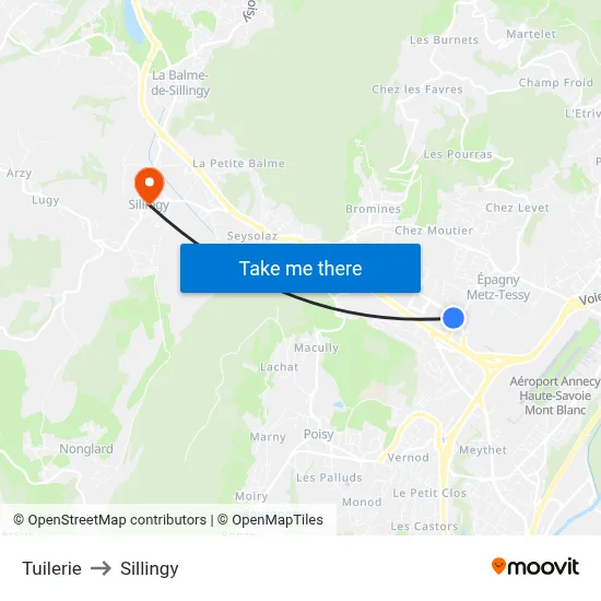 Tuilerie to Sillingy map