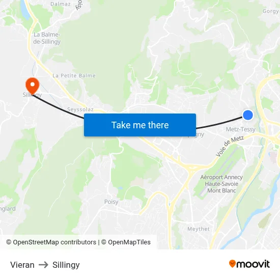 Vieran to Sillingy map