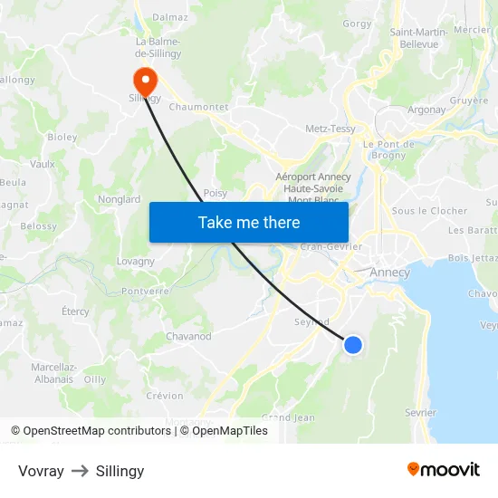 Vovray to Sillingy map
